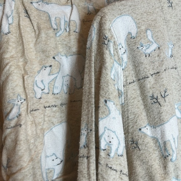 Munki Munki Tan and White Pajama Set with Polar Bear Print preowned SZ Small - Picture 9 of 9